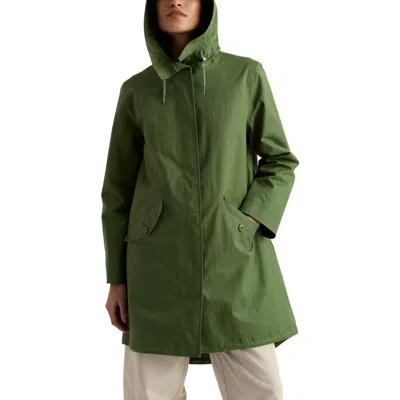 Seasalt Cornwall Seafaring Waterproof Linen & Cotton Hooded Coat In Green