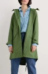 Seasalt Cornwall Seafaring Waterproof Linen & Cotton Hooded Coat In Heath