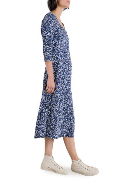 Seasalt Cornwall Secret Cove Print Midi Dress In Harbour Floral Washed Marine