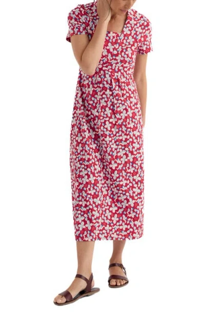 Seasalt Cornwall Seed Packet Floral Stretch Organic Cotton Midi Dress In Multi