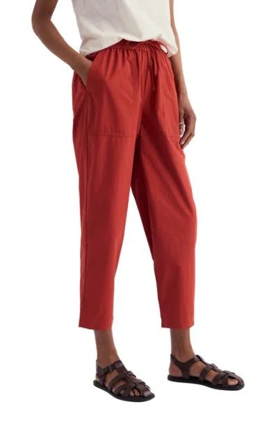 Seasalt Cornwall Sholl Drawstring Tapered Organic Cotton Twill Pants In Red