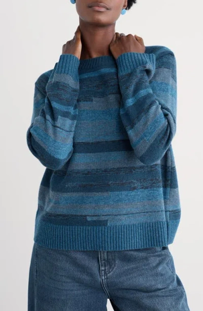Seasalt Cornwall Shore Dock Stripe Lambswool Blend Crewneck Sweater In Multi