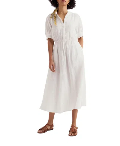 Seasalt Cornwall Shore Path Half Sleeve Midi Dress In White