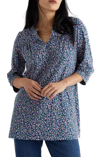 Seasalt Cornwall Sithney Floral Organic Cotton Jersey Tunic In Blue