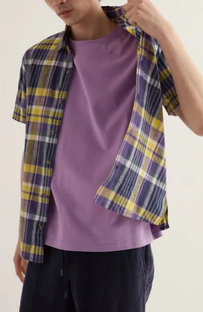 Seasalt Cornwall Skylight Cave Plaid Organic Cotton Button-up Shirt In Purple