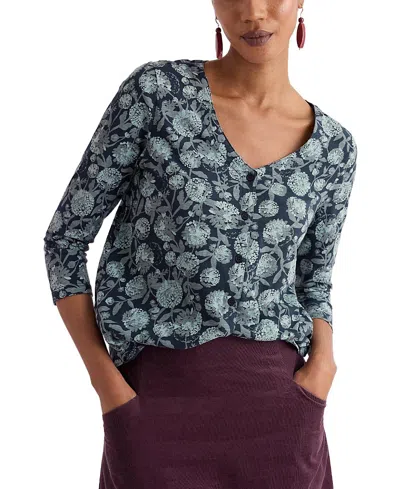 Seasalt Cornwall Studio Glass 3/4 Sleeve Top In Blue