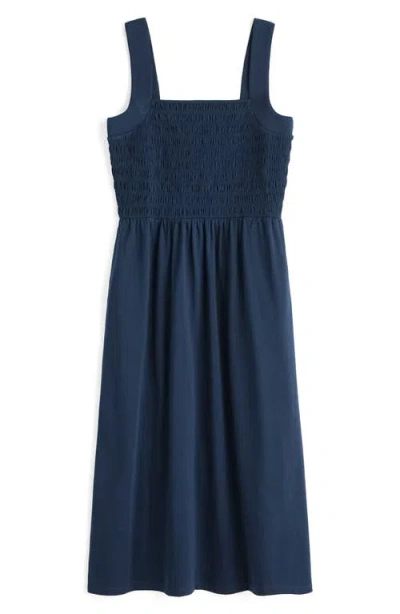 Seasalt Cornwall Summer Buoy Smocked Cotton Jersey Dress In Maritime