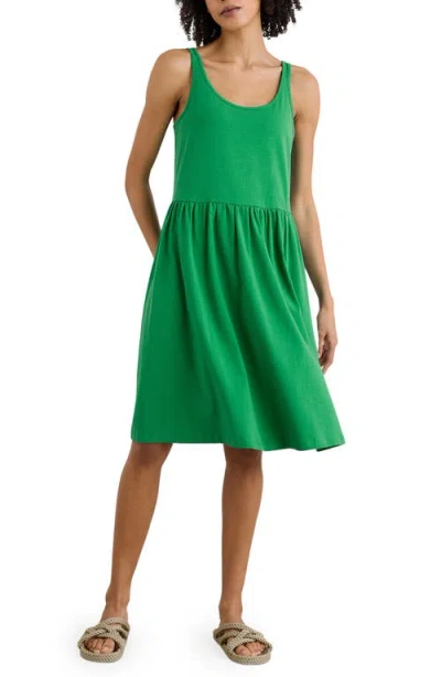 Seasalt Cornwall Sun Splendor Stretch Organic Cotton Dress In Green