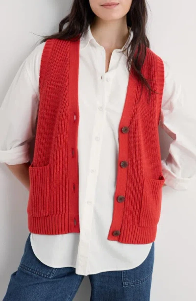 Seasalt Cornwall Swanpool Rib Sweater Vest In Knit Melange Tomato