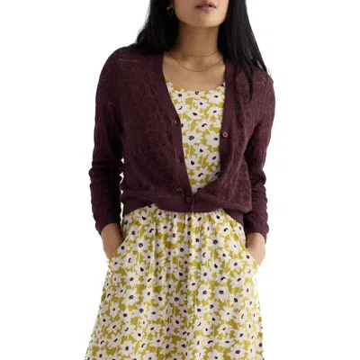 Seasalt Cornwall Sweet Day Pointelle Organic Cotton Cardigan In Brown