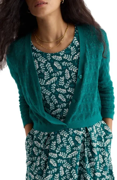 Seasalt Cornwall Sweet Day Pointelle Organic Cotton Cardigan In Green