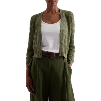 Seasalt Cornwall Sweet Day Pointelle Organic Cotton Cardigan In Green