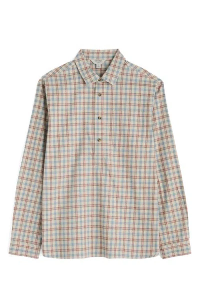 Seasalt Cornwall Take Root Check Organic Cotton Button-up Popover Shirt In Neutral