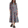 Seasalt Cornwall Tiered Organic Cotton Midi Dress In Multi