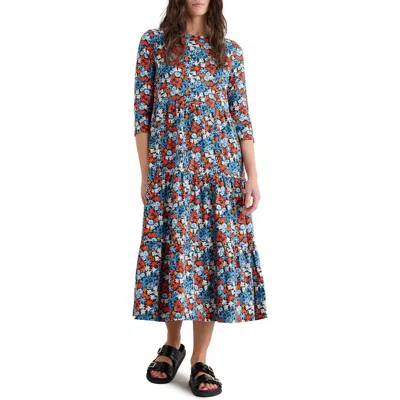 Seasalt Cornwall Tiered Organic Cotton Midi Dress In Multi