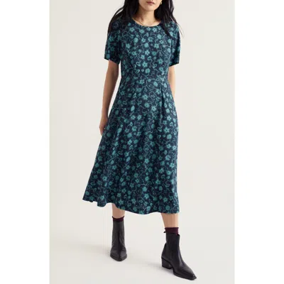 Seasalt Cornwall Tilly Midi Dress In Nasturtium Press Eucalyptus
