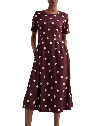Seasalt Cornwall Tilly Short Sleeve Midi Dress In Burgundy