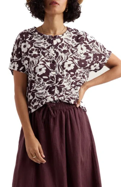 Seasalt Cornwall Tor Grass Floral Organic Cotton Jersey Button-up Shirt In Multi