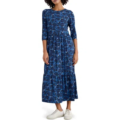 Seasalt Cornwall Tor View Floral Jersey Midi Dress In Blue