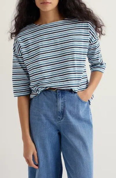 Seasalt Cornwall Tremayne Quay Stripe Organic Cotton Top In Blue
