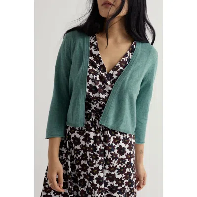 Seasalt Cornwall Vanessa Open Front Organic Cotton Crop Cardigan In Green