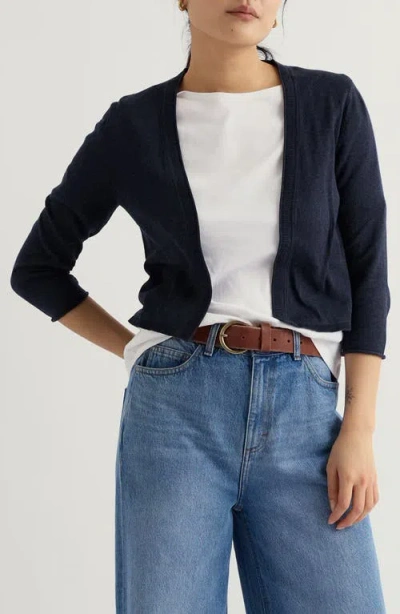 Seasalt Cornwall Vanessa Open Front Organic Cotton Crop Cardigan In Blue