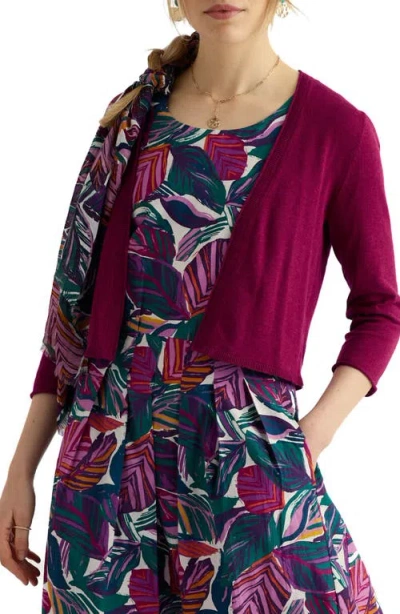 Seasalt Cornwall Vanessa Open Front Organic Cotton Crop Cardigan In Purple