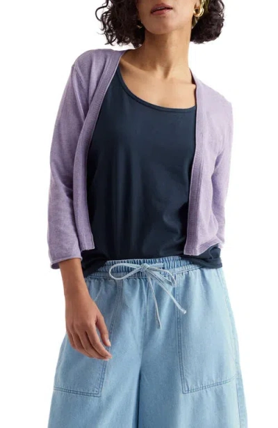 Seasalt Cornwall Vanessa Open Front Organic Cotton Crop Cardigan In Purple