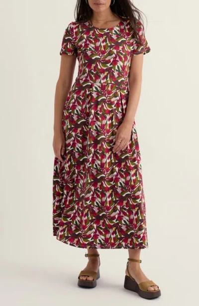 Seasalt Cornwall Veronica Floral Stretch Organic Cotton Midi Dress In Multi