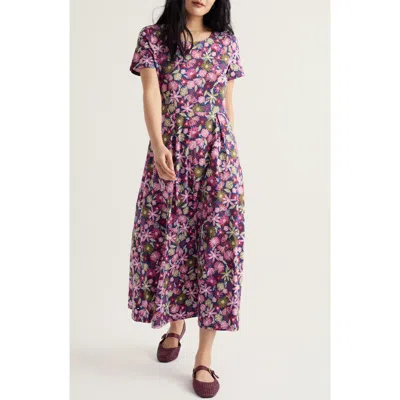 Seasalt Cornwall Veronica Floral Stretch Organic Cotton Midi Dress In Multi