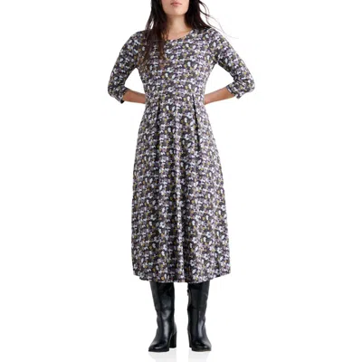 Seasalt Cornwall Veronica Print Stretch Organic Cotton Jersey Midi Dress In Blue
