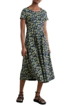 Seasalt Cornwall Veronica Print Stretch Organic Cotton Midi Dress In Blue