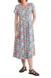 Seasalt Cornwall Veronica Print Stretch Organic Cotton Midi Dress In Multi