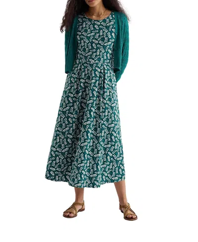 Seasalt Cornwall Veronica Short Sleeve Midi Dress In Indigo Leaf Dark Wreckage
