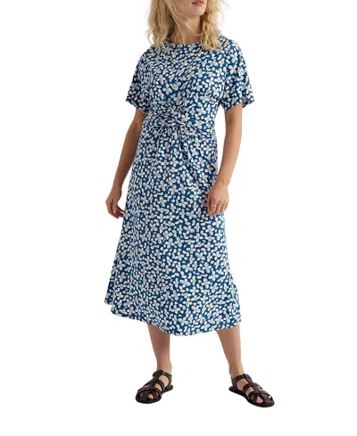 Seasalt Cornwall Water Mint Knot-waist Jersey Midi Dress In Blue