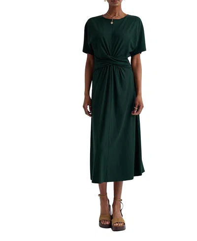 Seasalt Cornwall Water Mint Knot-waist Jersey Midi Dress In Green