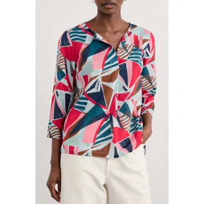 Seasalt Cornwall Watercolor Sketch Print Organic Cotton Popover Top In Spinnaker Sails Chalk