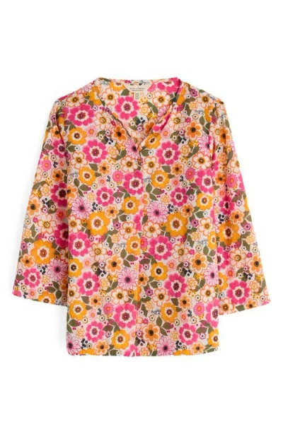 Seasalt Cornwall Watercolour Sketch Floral Print Woven Shirt In Pink