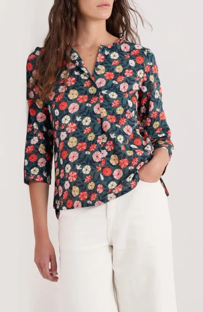 Seasalt Cornwall Watercolour Sketch Floral Print Woven Shirt In Multi