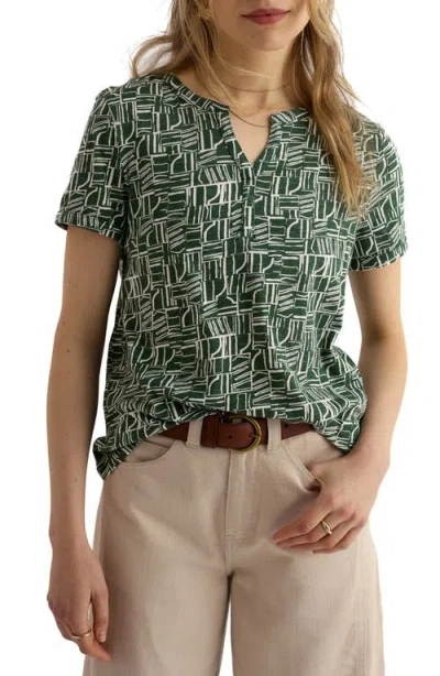 Seasalt Cornwall Waterflow Abstract Print Organic Cotton Top In Green