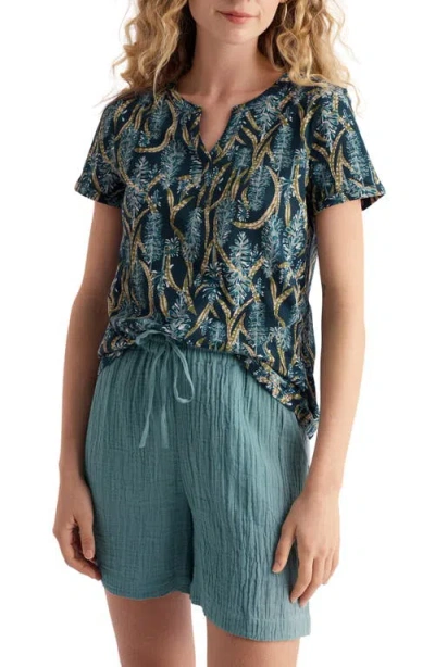 Seasalt Cornwall Waterflow Floral Print Organic Cotton Top In Blue