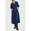 Seasalt Cornwall Wightwick Plaid Organic Cotton Denim Midi Dress In Blue