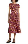 Seasalt Cornwall Wild Bouquet Jersey Print Midi Dress In Multi