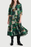 Seasalt Cornwall Windblown Geo Print Organic Cotton Blend Midi Dress In Multi