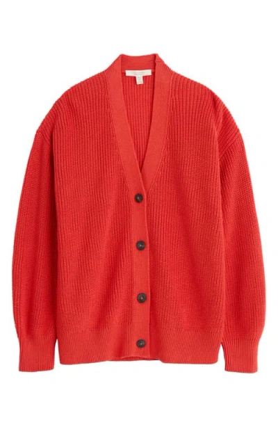 Seasalt Cornwall Winding Creek Oversize Organic Cotton Cardigan In Knit Melange Tomato