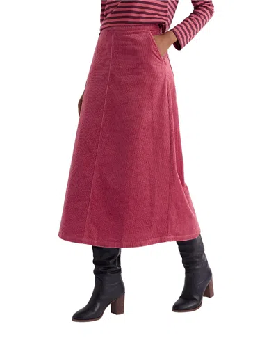 Seasalt Cornwall Window Wren Cord Midi Skirt In Pink
