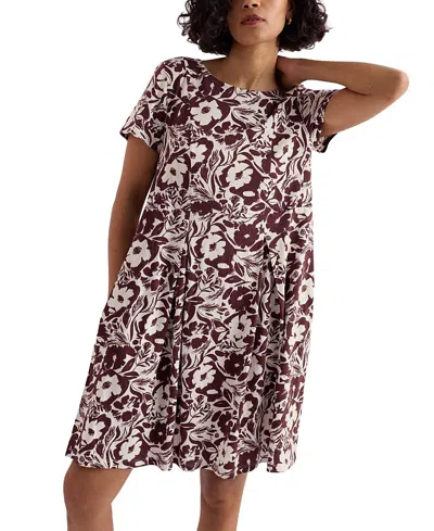 Seasalt Cornwall Witch Hazel Short Sleeve Dress In Burgundy