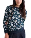 Seasalt Cornwall Bright Wave Floral Organic Cotton Sweatshirt In Blue