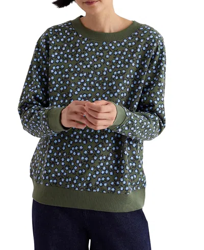 Seasalt Cornwall Women's Bright Wave Sweatshirt In Sketched Buds Nori
