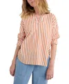 Seasalt Cornwall Eyebright Stripe Organic Cotton Popover Shirt In Mini Scallion Cumin